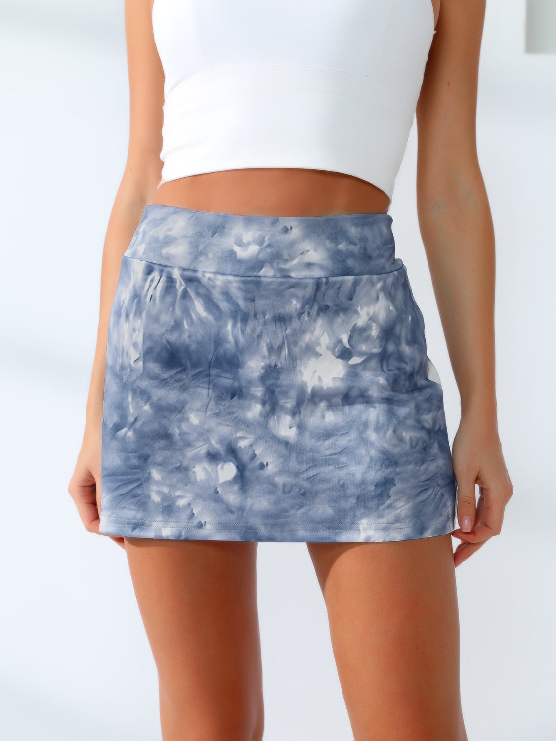 Tie-Dye Wide Waistband Active Skirt