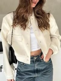 Casual Solid Color Jacket Stand Collar Jacket HWWY23BEYY