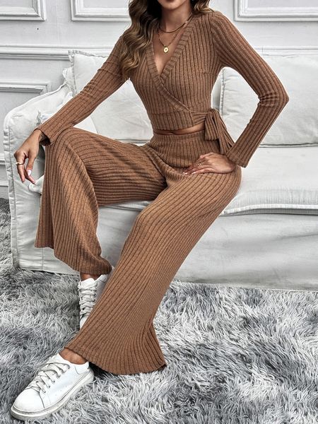 Women's Solid Color Long Sleeved Two-piece Set HEBWF62Z25