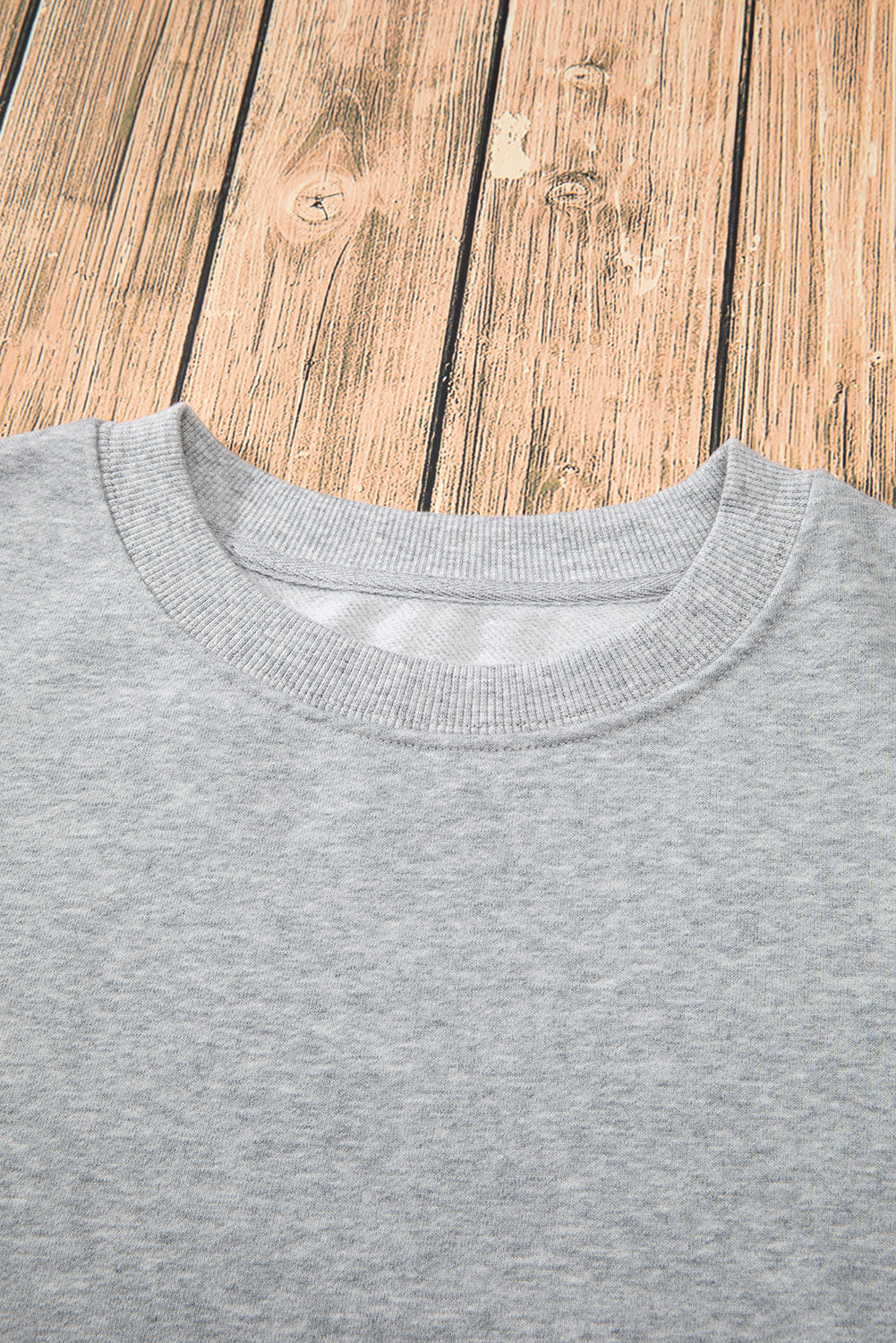 Gray Solid Fleece Lined Drop Shoulder Terry Sweatshirt