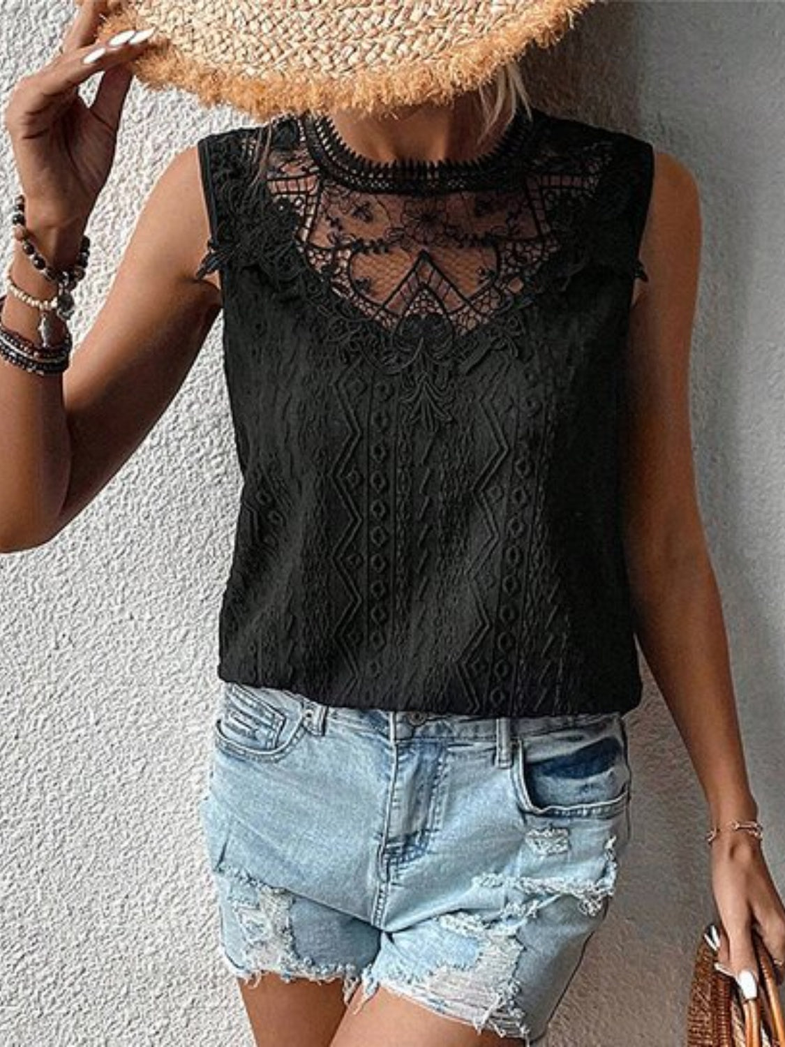 Lace Eyelet Sleeveless Top