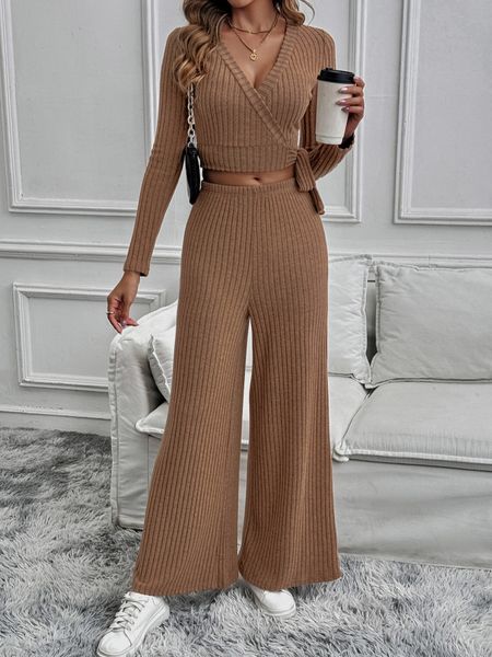 Women's Solid Color Long Sleeved Two-piece Set HEBWF62Z25