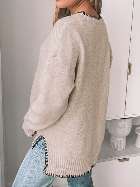 Casual Long Sleeved Sweater HEBFABQYHD