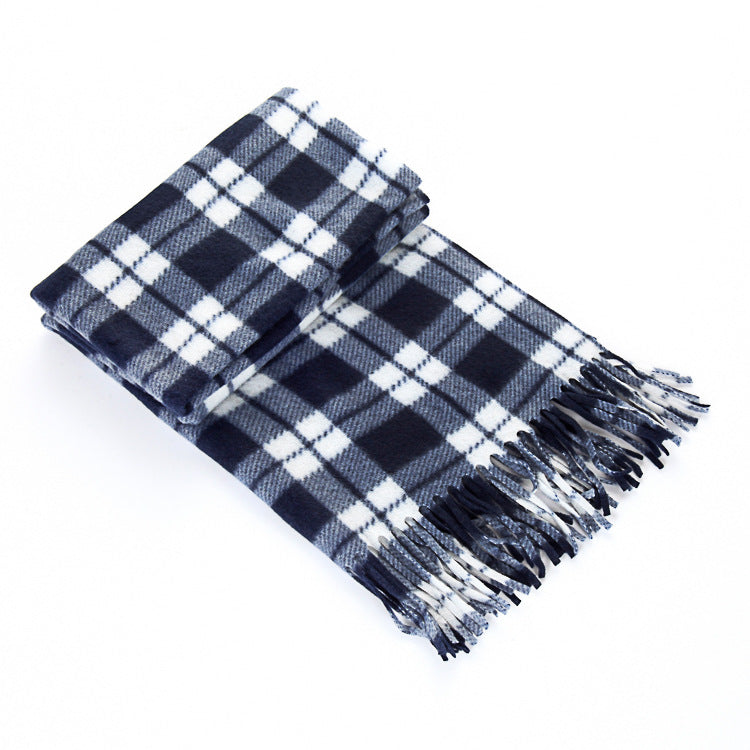 Autumn And Winter Black And White Plaid Plus-sized Thickening Thermal Men's And Women's Scarf