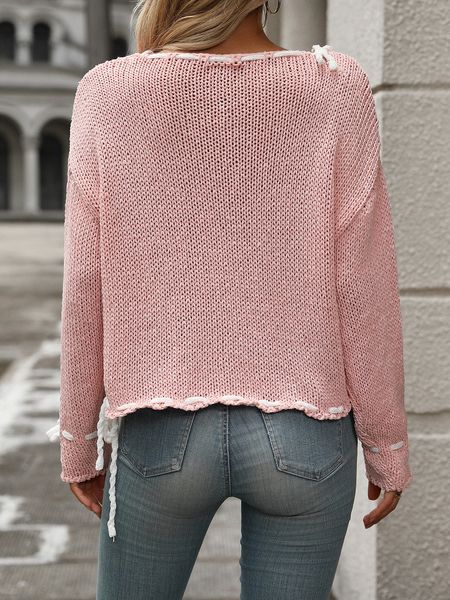 Solid Color Long Sleeve Sweater HEHEQ2VUA5