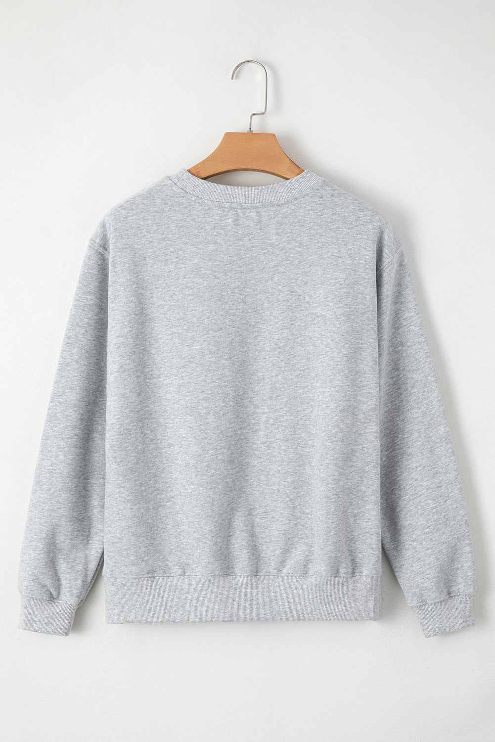 Gray Solid Fleece Lined Drop Shoulder Terry Sweatshirt