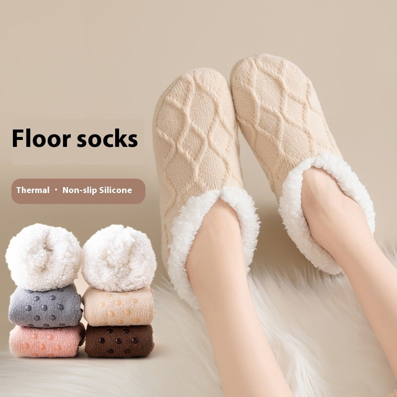 Winter Warm Short Cotton Slipper Socks Unisex Thicken Thermal Plush Home Floor Sock Soft Non-slip Grip Fuzzy Floor Fluffy Socks