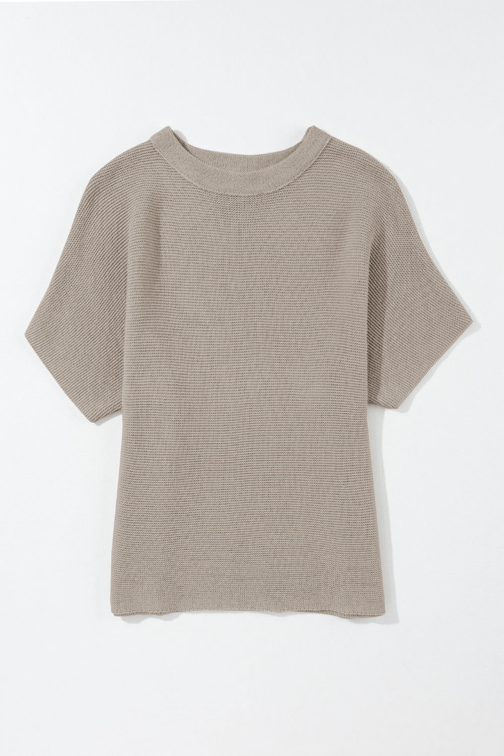 Apricot Mock Neck Short Batwing Sleeve Sweater