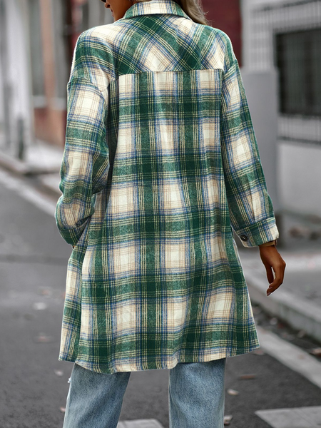 Women's Plaid Long Sleeve Button Down Shirts Casual Jackets Coats  H72DS3TP49