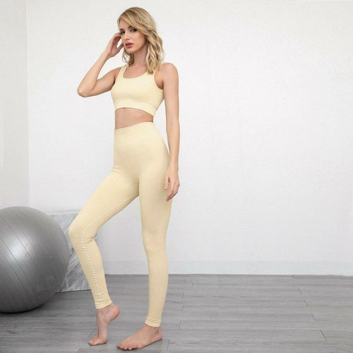 Seamless Yoga Suit Sports Bra Top Gym Leggings Pants Running Tights