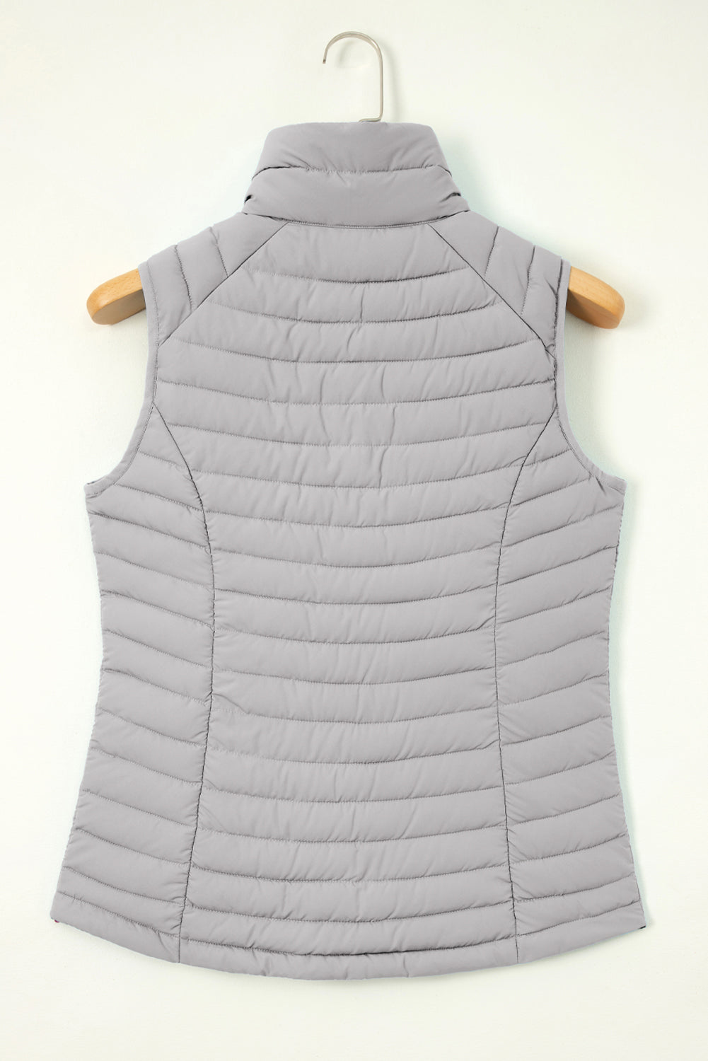 Sky Blue Plush Collared Quilted Zipped Puffer Vest