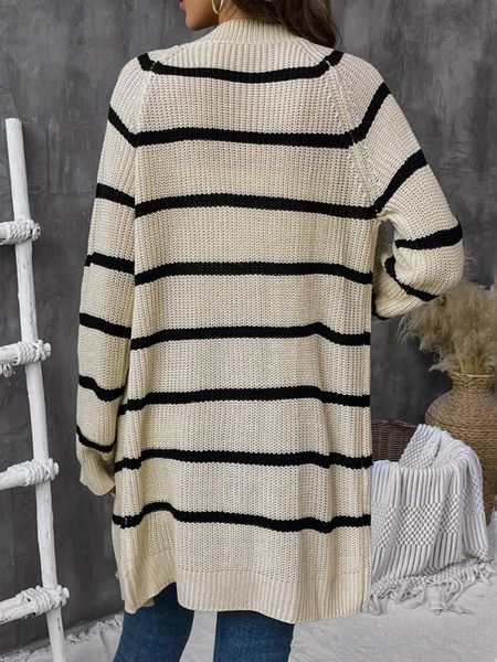 Women's Casual Long Sleeved Striped Open Front Versatile Sweater HEBFABQYV7