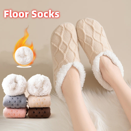 Winter Warm Short Cotton Slipper Socks Unisex Thicken Thermal Plush Home Floor Sock Soft Non-slip Grip Fuzzy Floor Fluffy Socks