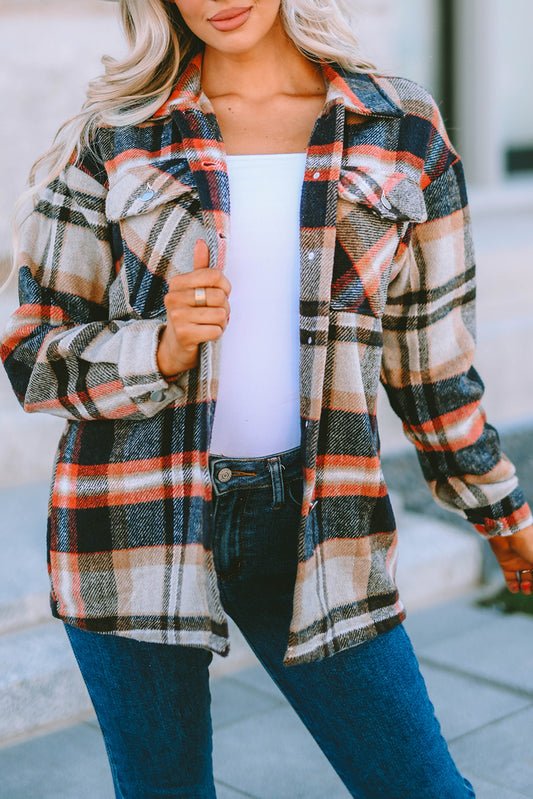 Multicolor Plaid Casual Button Up Flannel Shacket