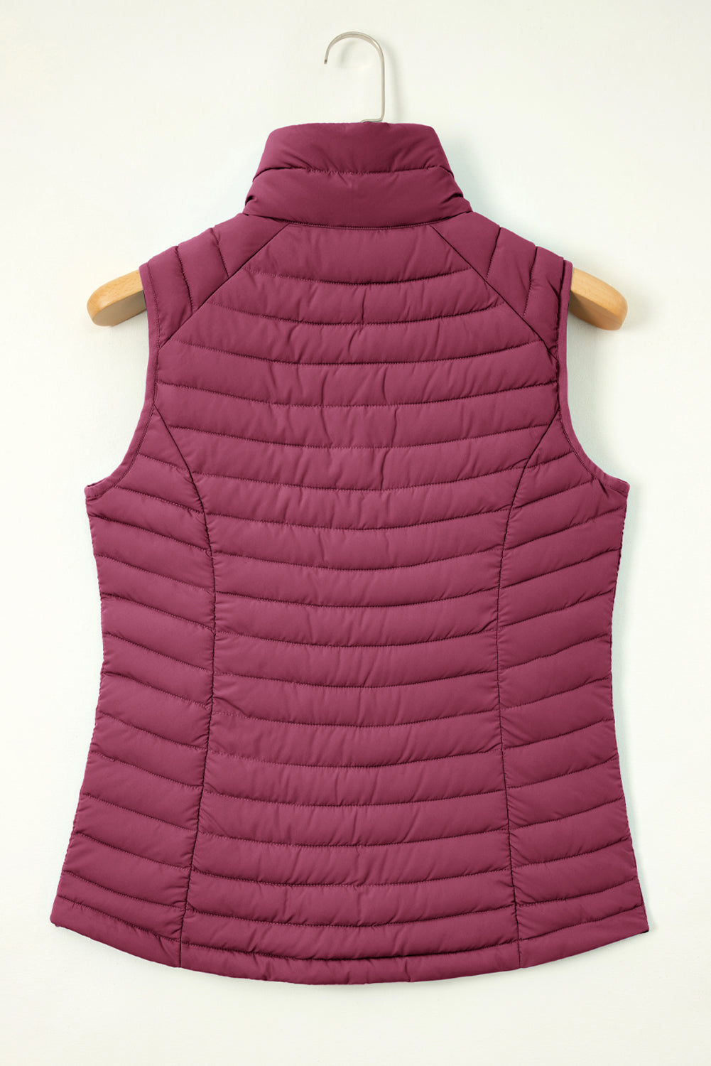 Sky Blue Plush Collared Quilted Zipped Puffer Vest