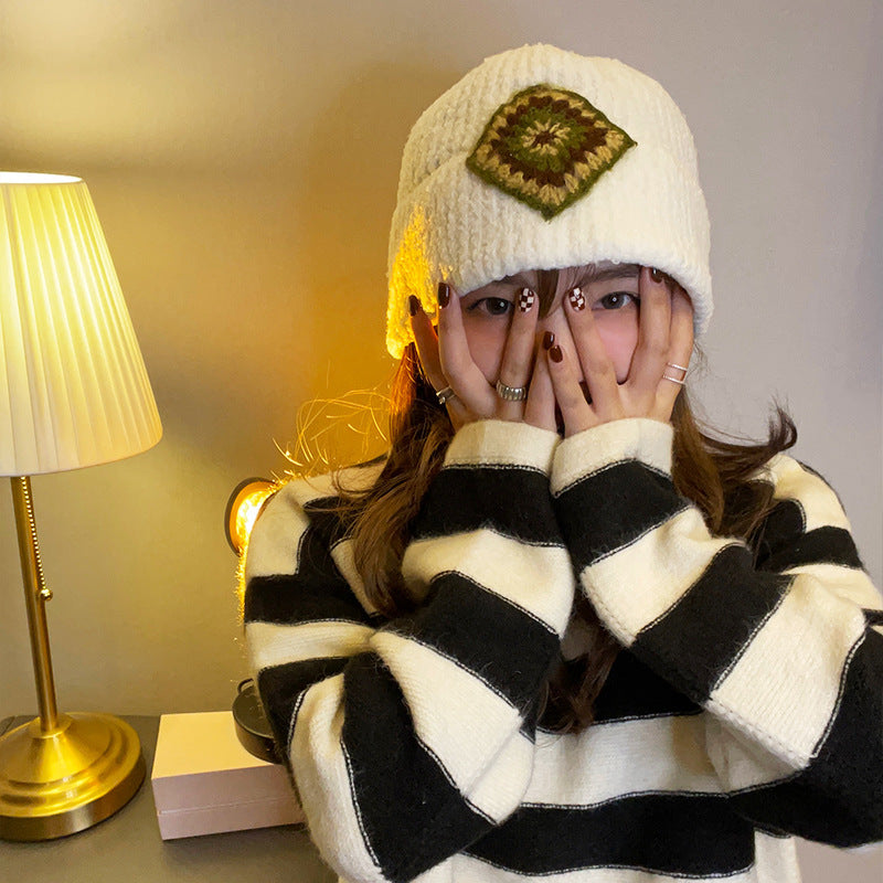 Autumn And Winter Retro Knitted Pot Hat Women