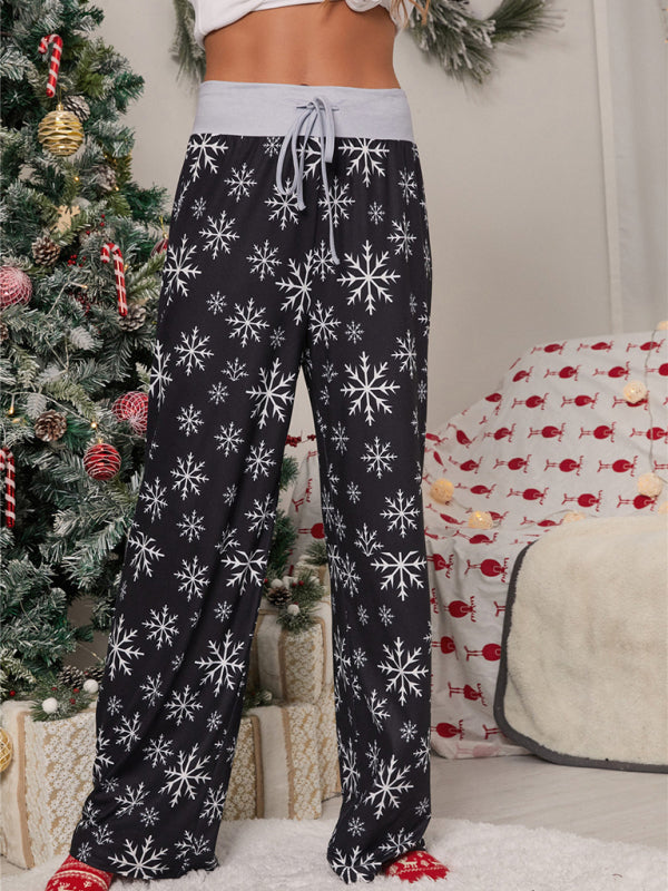 Women Festival Pattern Knit Polyester Pants