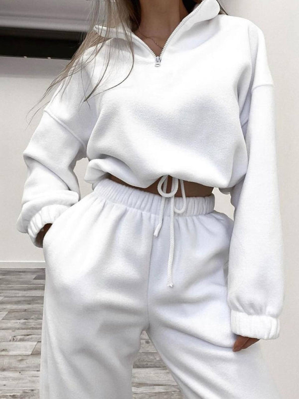 Casual Knit Two-Piece Pants Set with Pocket