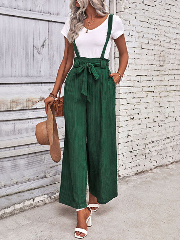 Women's New Adjustable Solid Color Wide Leg Overalls