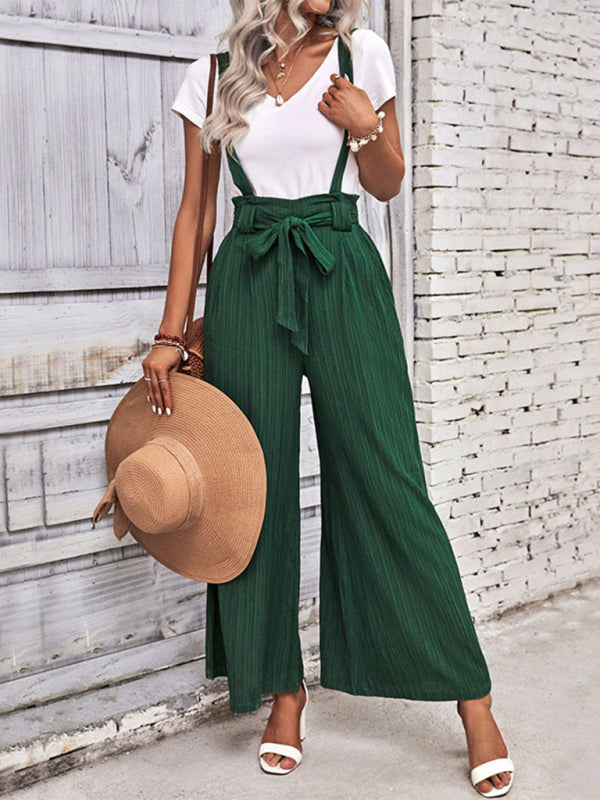 Women's New Adjustable Solid Color Wide Leg Overalls