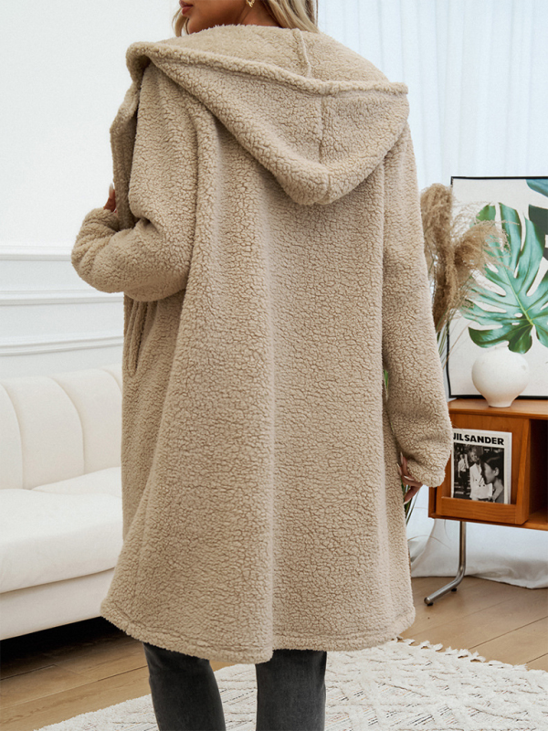 Casual Loose Hooded Plush Coat for Women